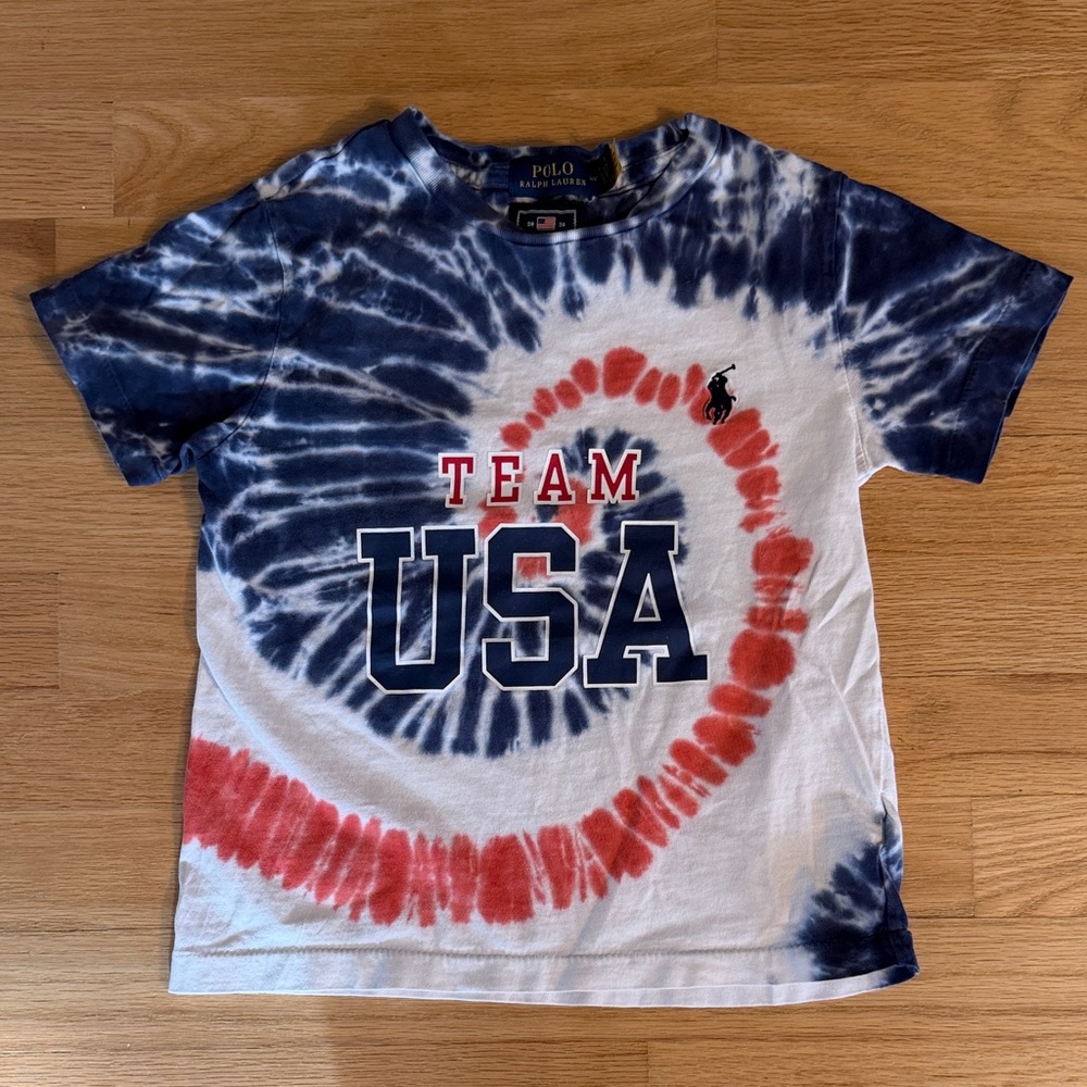 TEAM USA Polo by Ralph Lauren Kids Spiral Tie-Dye T-Shirt - Blue, Red, White, 4T